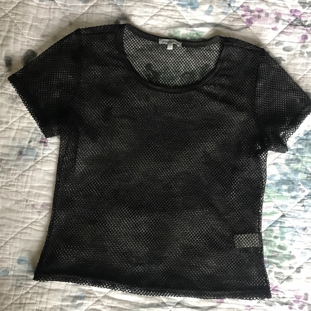 2/$15 CHARLOTTE RUSSE Mesh Rave Festival Tee Black